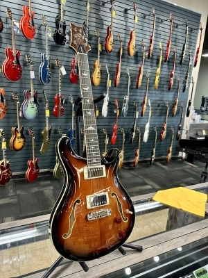 SE Hollow Body II Electric Guitar with Case - Black and Gold Burst